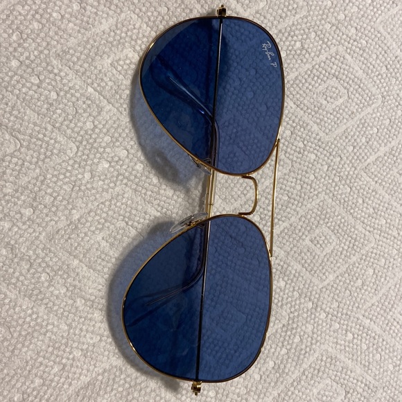 Ray Ban Polarized aviator sunglasses gold with blue lens - Picture 4 of 5